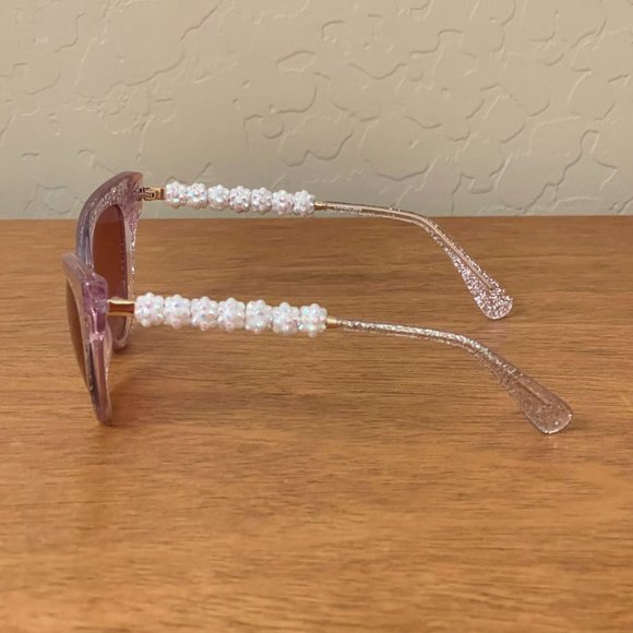 New Lele Sadoughi Sunglasses Rose Glitter Chelsea Cat-Eye NWT with Pouch - Picture 12 of 15